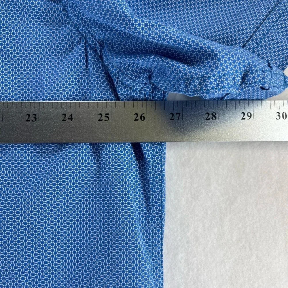 Monument Shirt Mens Sz 2X Printed Check Button Front Short Sleeve Cotton Blue - Picture 9 of 10